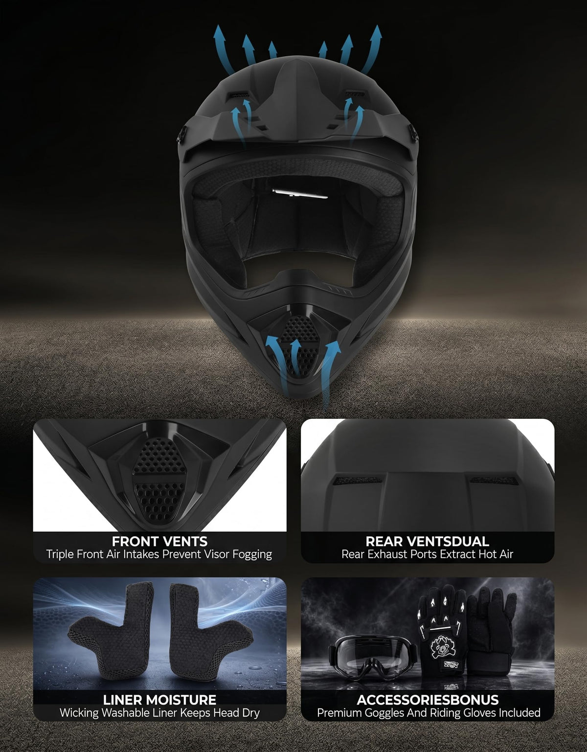 Kids Full Face Motorcycle Helmet Y817977