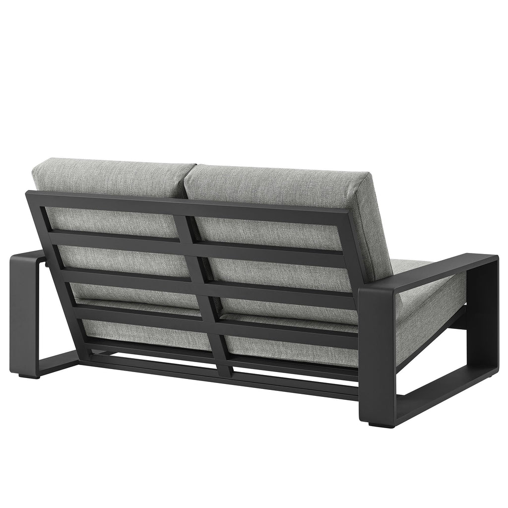 Light Gray Aluminum Outdoor Loveseat with Removable Cushions P7843