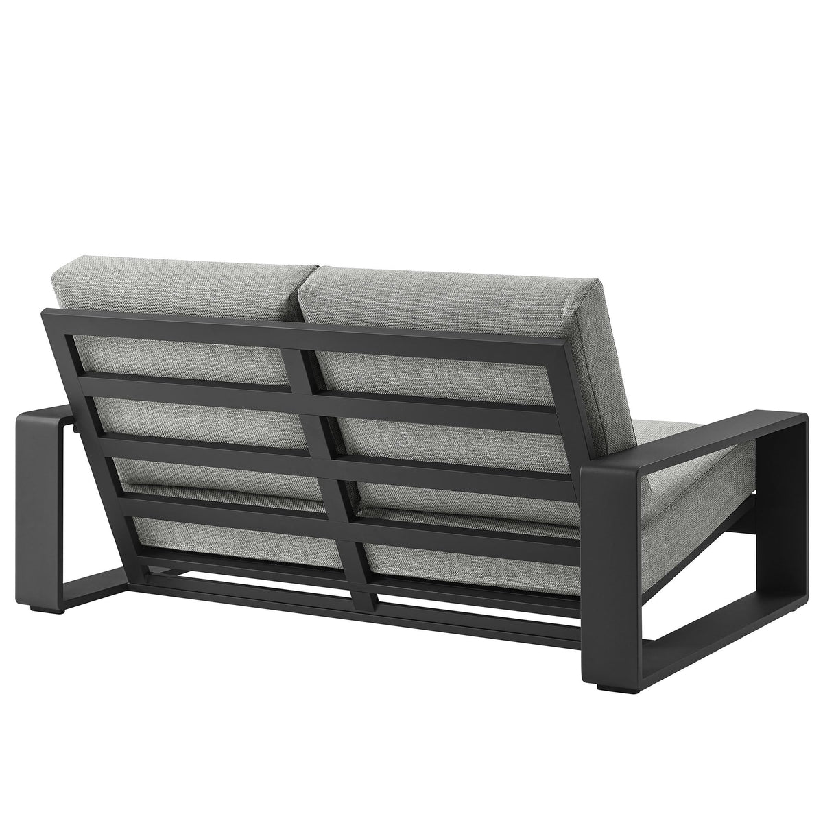 Light Gray Aluminum Outdoor Loveseat with Removable Cushions P7843
