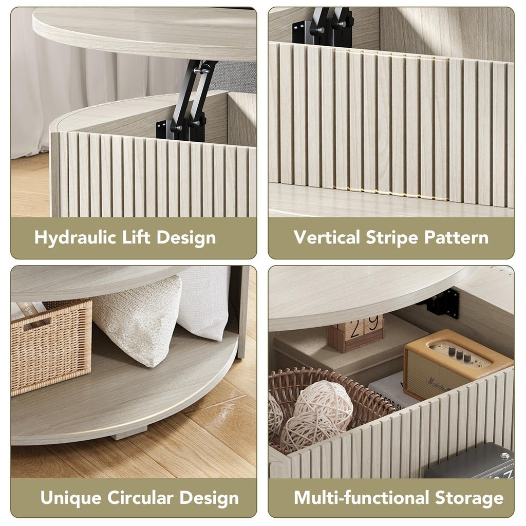 Round Lift Top Coffee Table with Storage Z25091