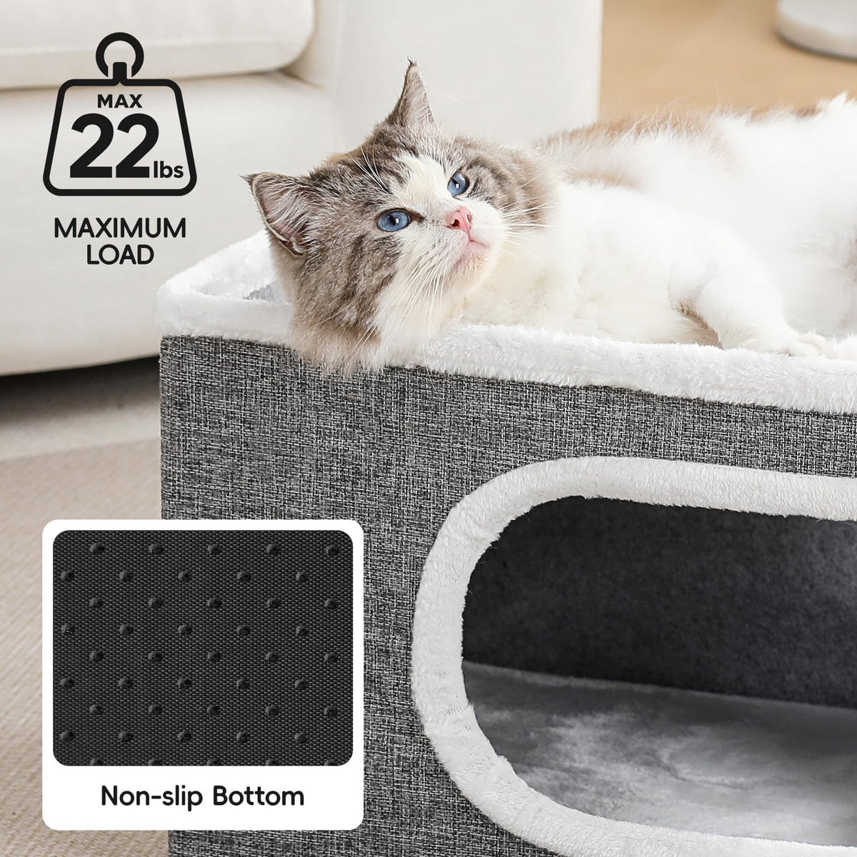 Large Covered Cat Bed Cave, Grey, 16in U315