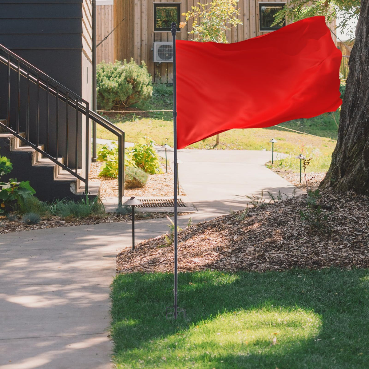 Stainless Steel In Ground Flag Pole with 5 Prongs Base N184