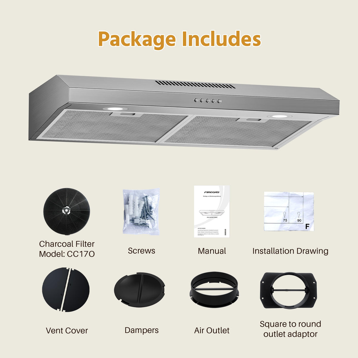 30 Inch Under Cabinet Range Hood F90010