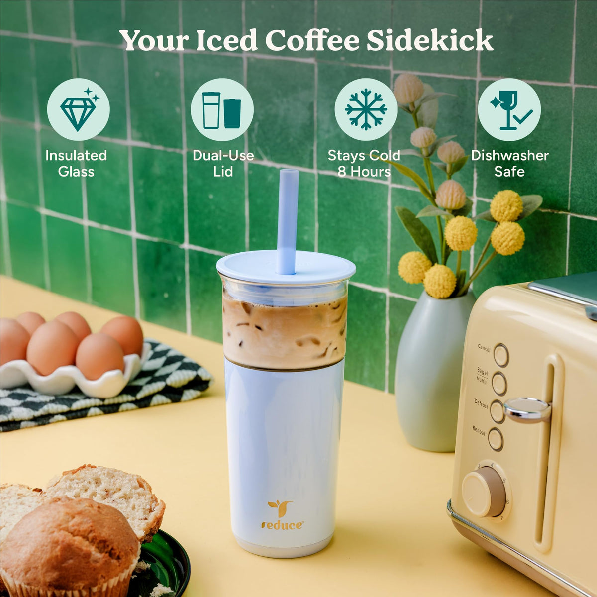 20oz Vacuum Insulated Glass Tumbler with Straw & Lid D435