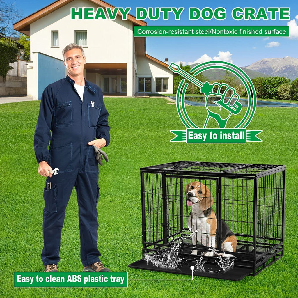 48 inch XXL Heavy Duty Dog Kennel with Wheels B929417