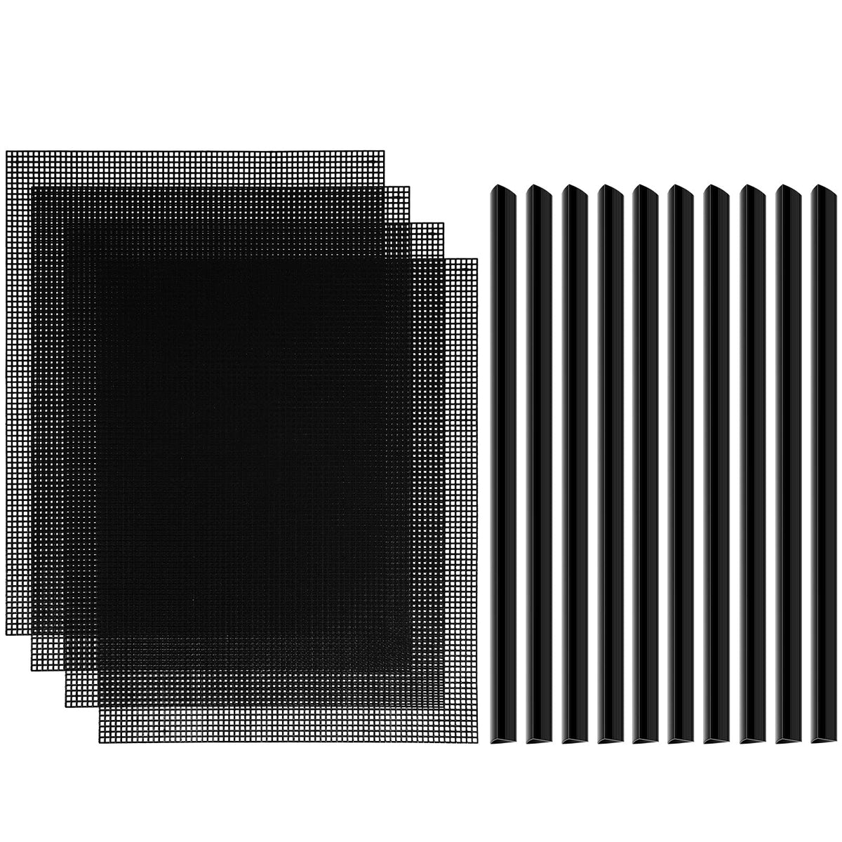 Black 4 Pcs Plastic Mesh Sheets G8237