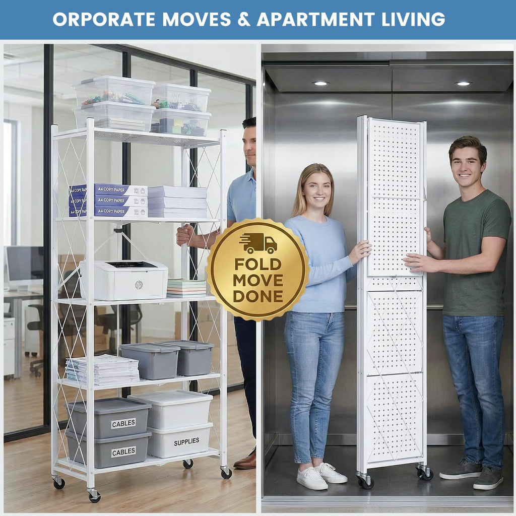 70.7" H 5 Tier Metal Storage Shelves on Wheels J193