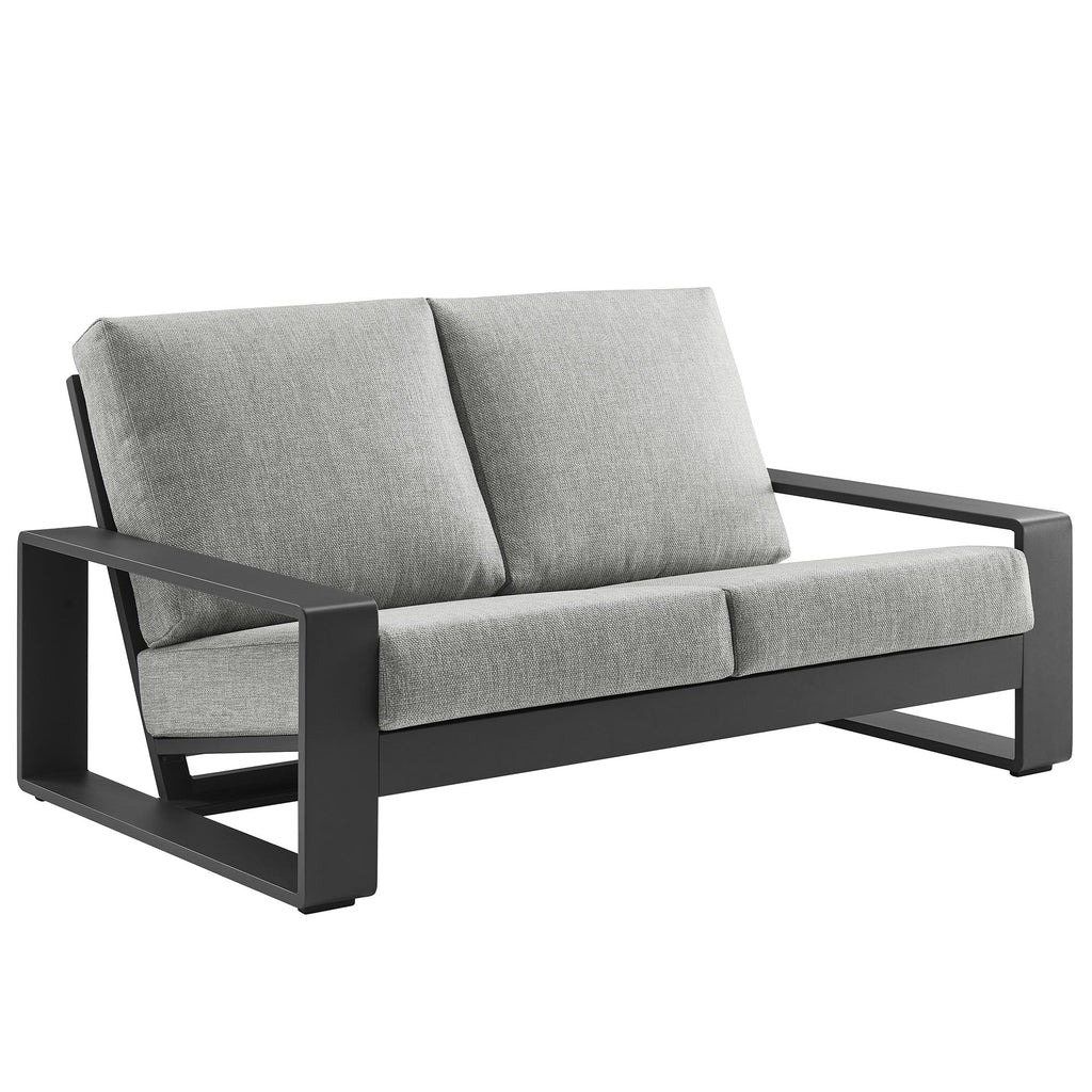 Light Gray Aluminum Outdoor Loveseat with Removable Cushions P7843