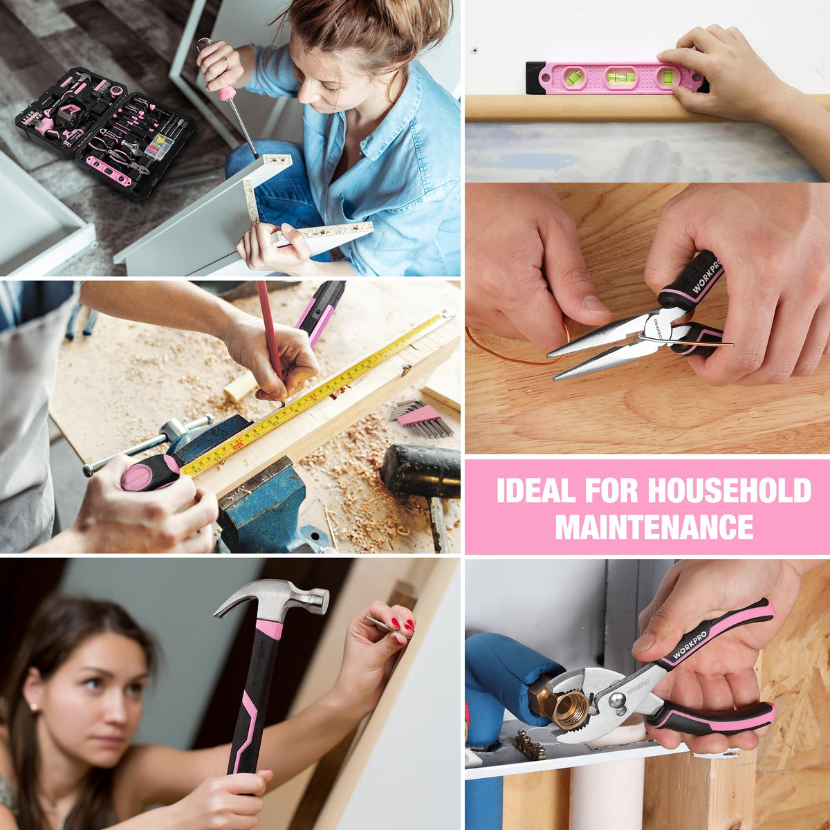 Pink Cordless Drill and 141-Piece Home Tool Kit E500096
