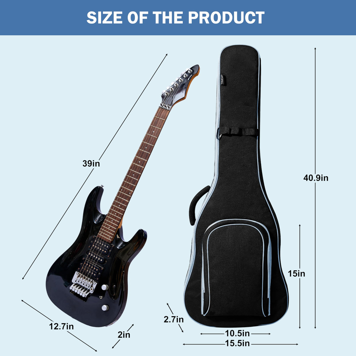 40 Inch 7mm Padded Waterproof Electric Guitar Gig Bag Y8886