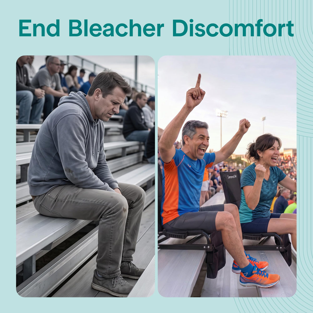 2-Pack Padded Folding Stadium Chairs with Back Support and Armrests R3696