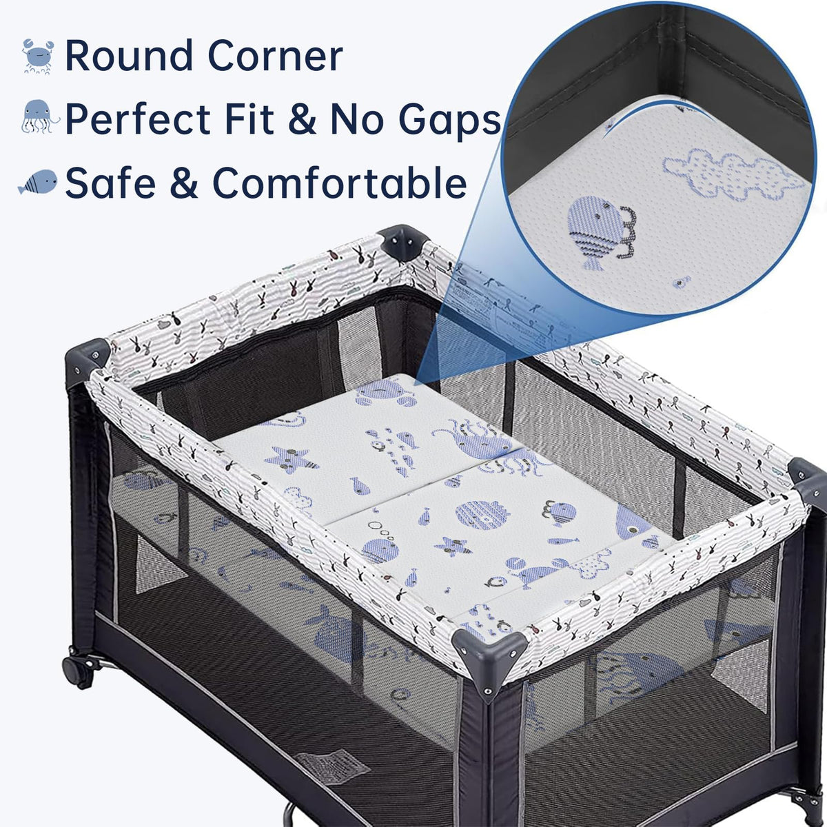 Dual Sided Soft & Firm Memory Foam Trifold Pack and Play Mattress Y69399