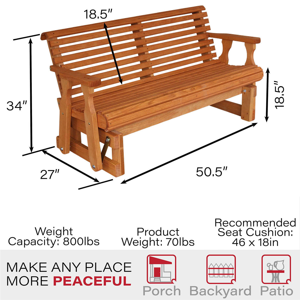 Heavy Duty 800 Lb Porch Glider W96444