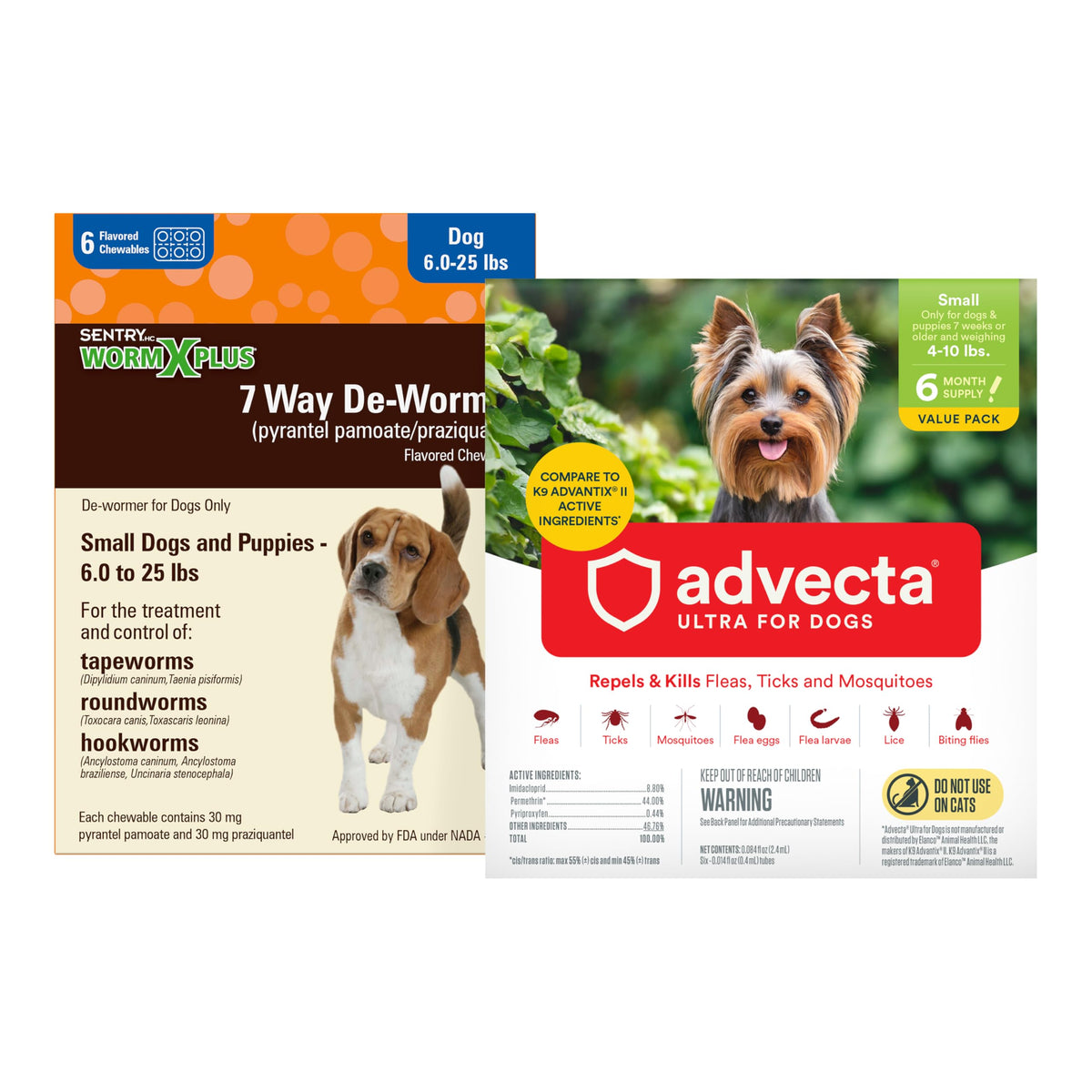 7 Way DeWormer and Flea and Tick Prevention for Small Dogs 6 Count X863328