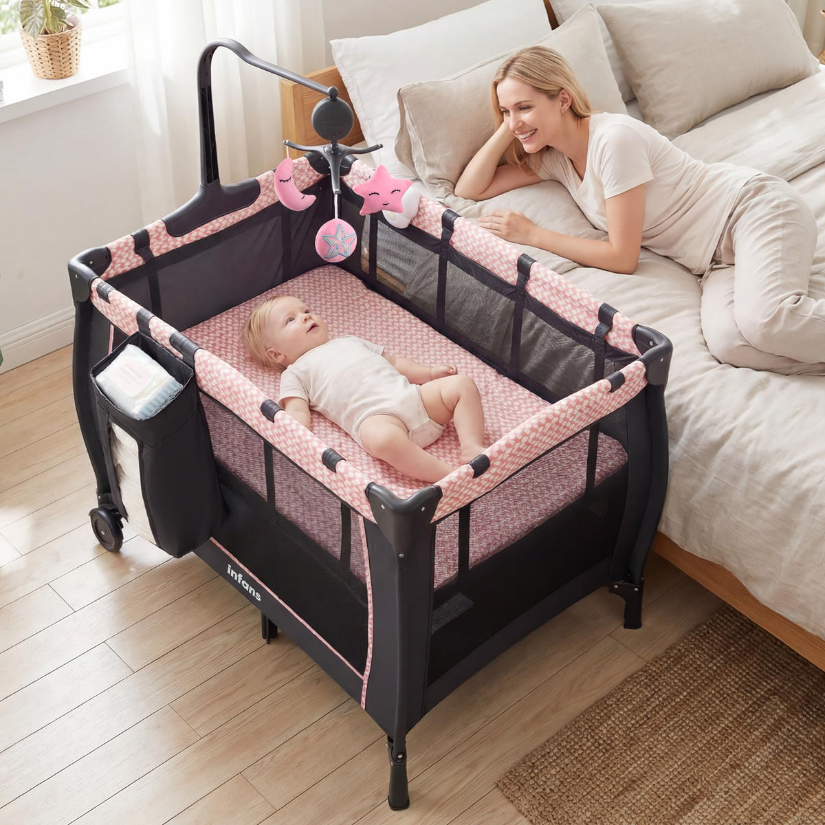 3 in 1 Pack and Play with Bassinet, Changing Table, Storage N34530