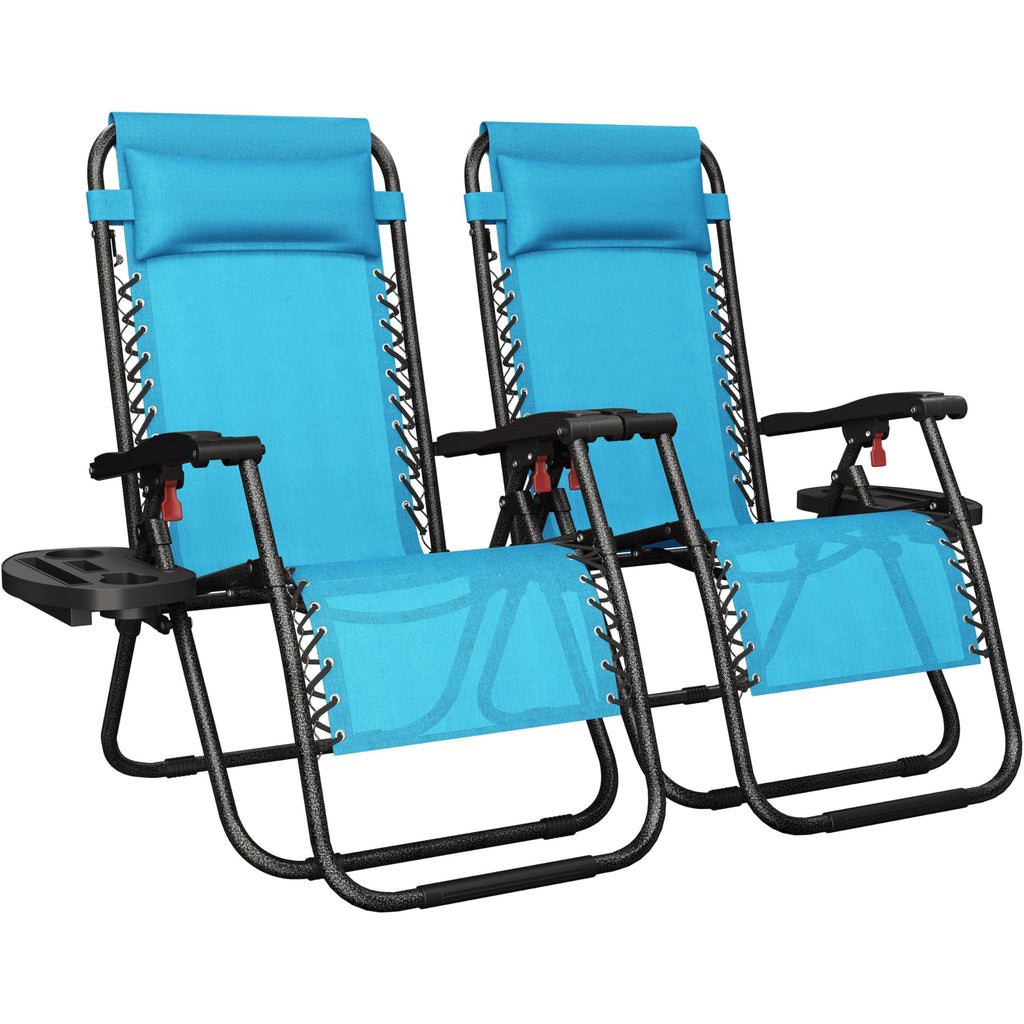 Light Blue Set of 2 Adjustable Zero Gravity Recliners Q638198