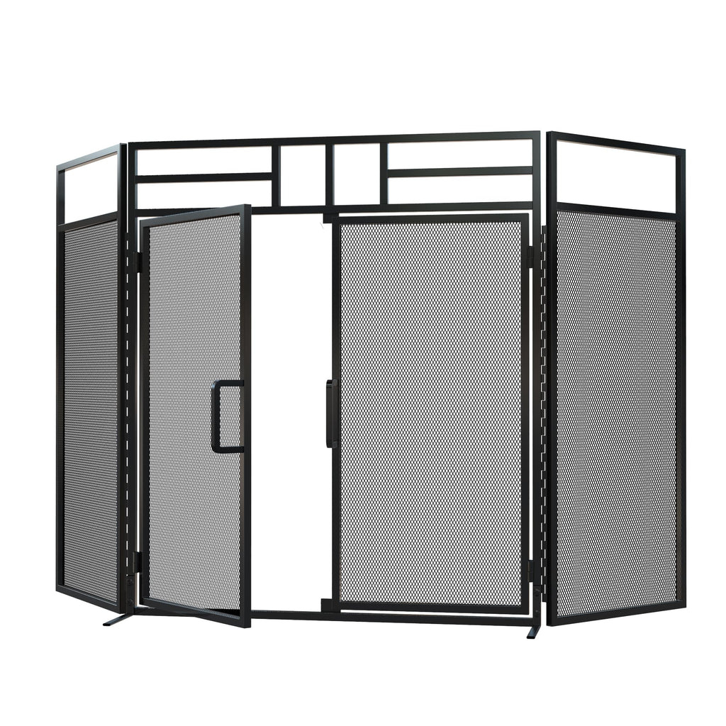 3-Panel Magnetic Fireplace Screen Wrought Iron Spark Guard K46639