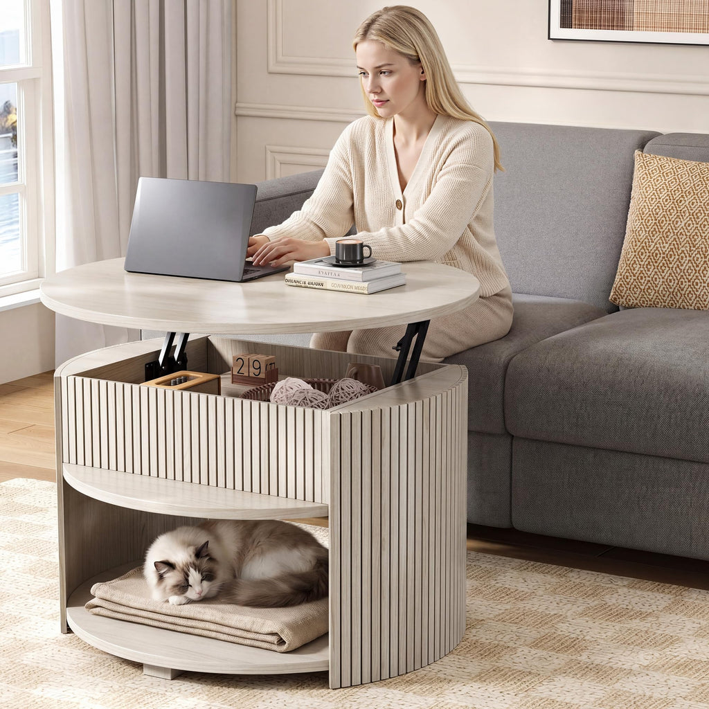 Round Lift Top Coffee Table with Storage Z25091