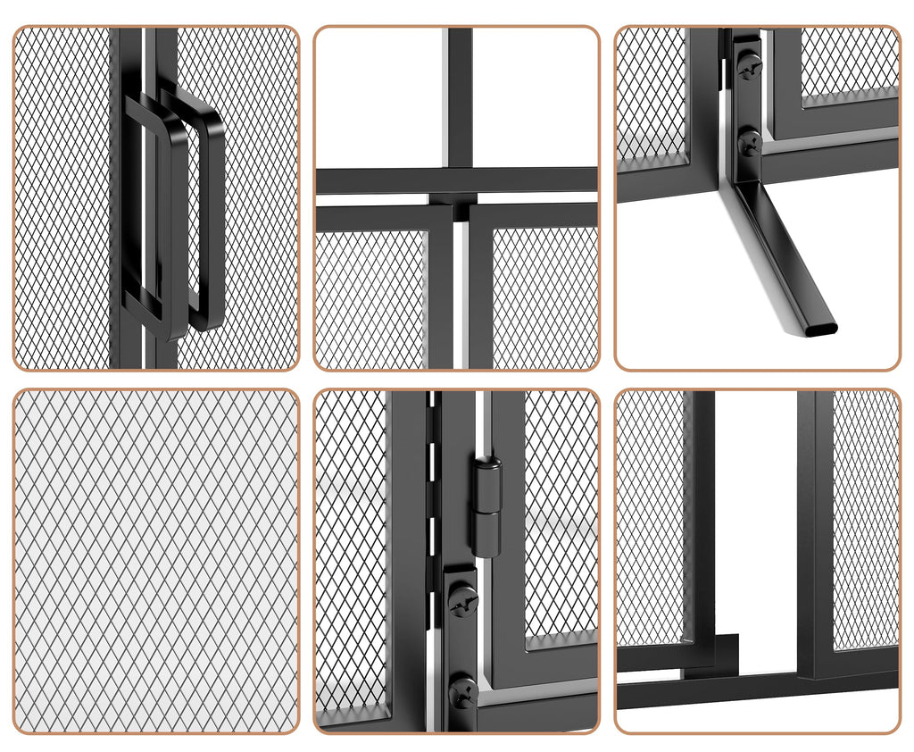 3-Panel Magnetic Fireplace Screen Wrought Iron Spark Guard K46639