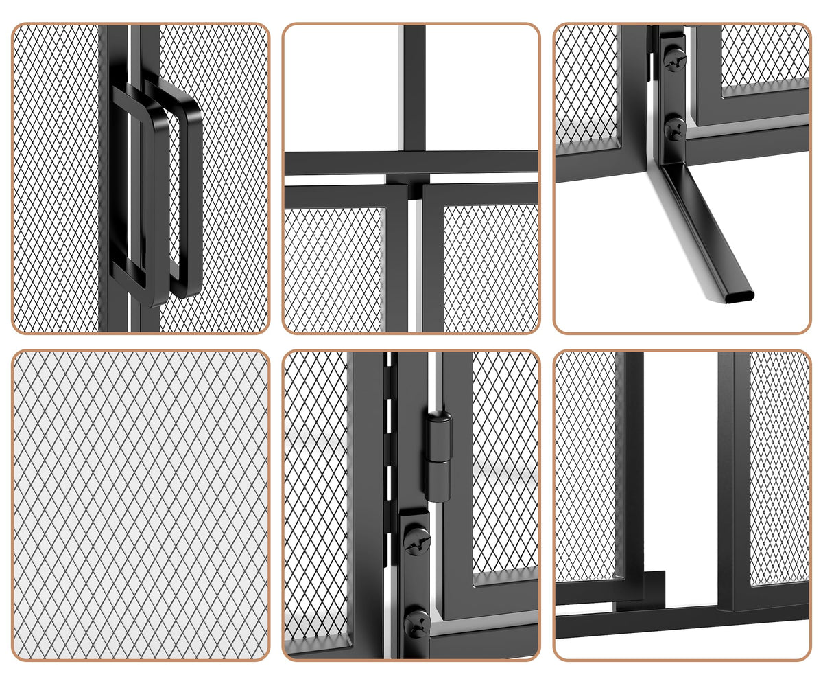 3-Panel Magnetic Fireplace Screen Wrought Iron Spark Guard K46639
