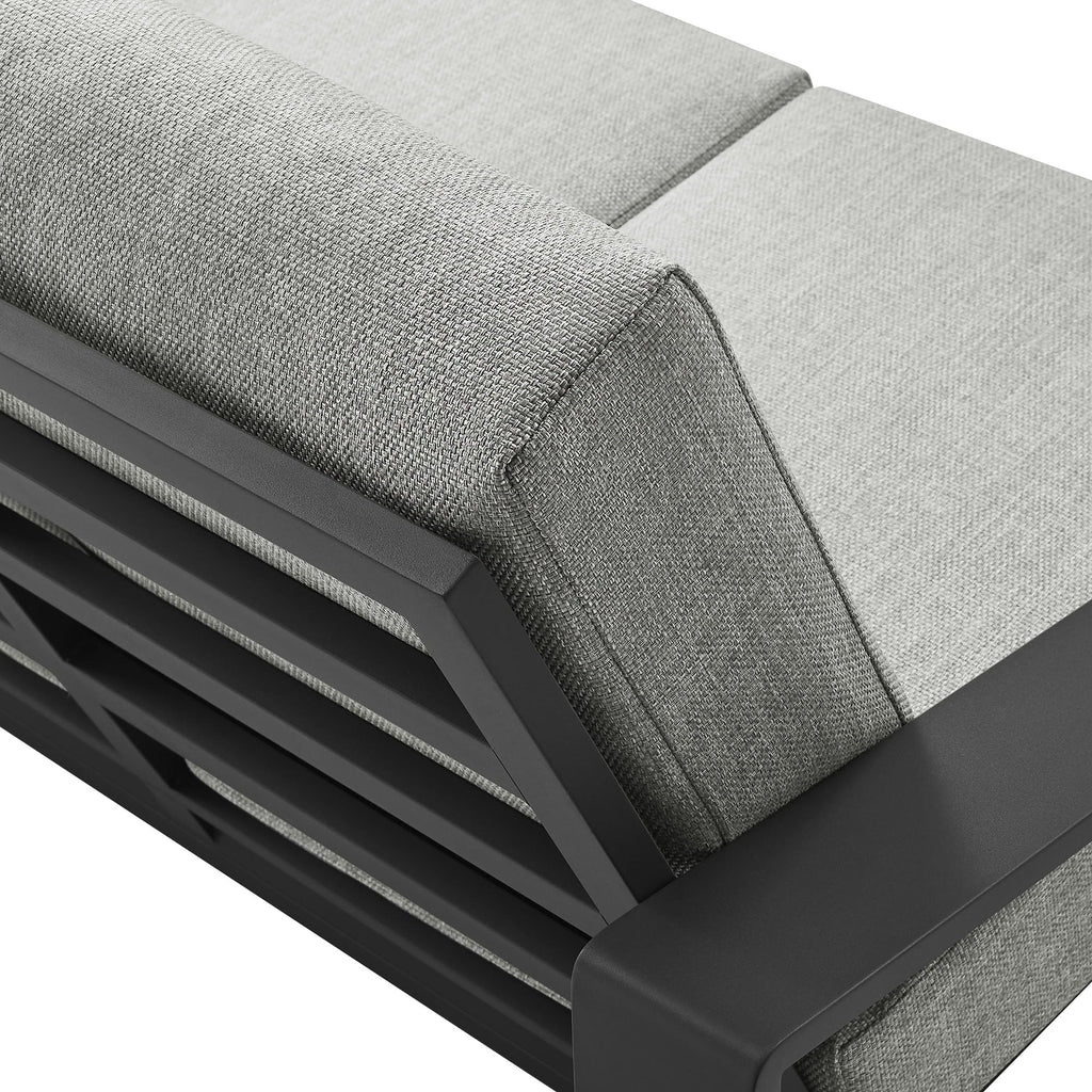 Light Gray Aluminum Outdoor Loveseat with Removable Cushions P7843