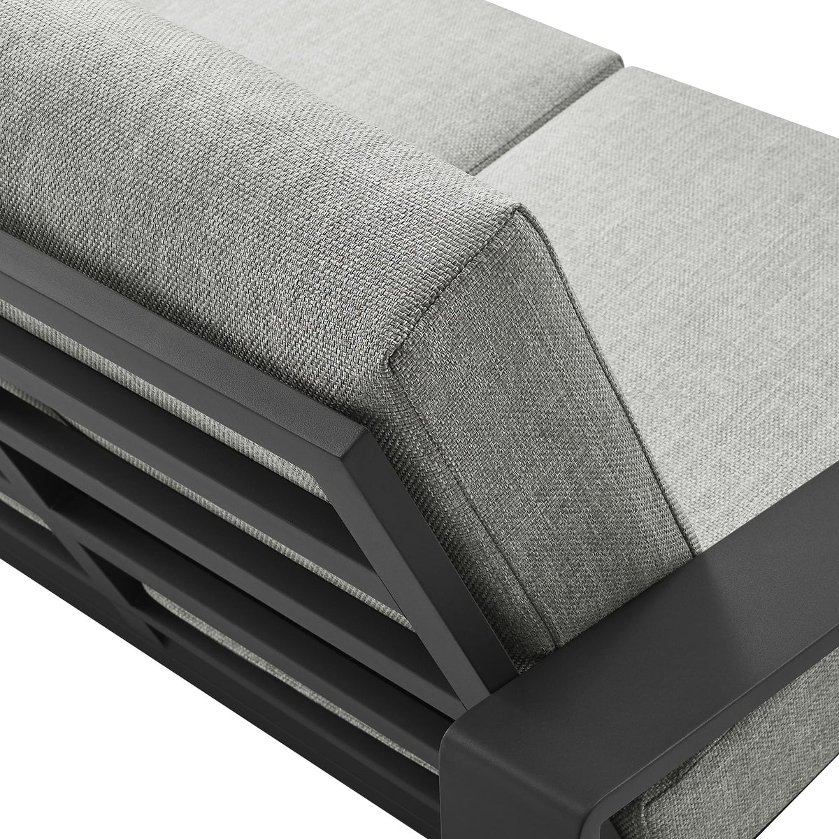 Light Gray Aluminum Outdoor Loveseat with Removable Cushions P7843