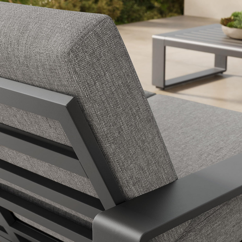 Light Gray Aluminum Outdoor Loveseat with Removable Cushions P7843