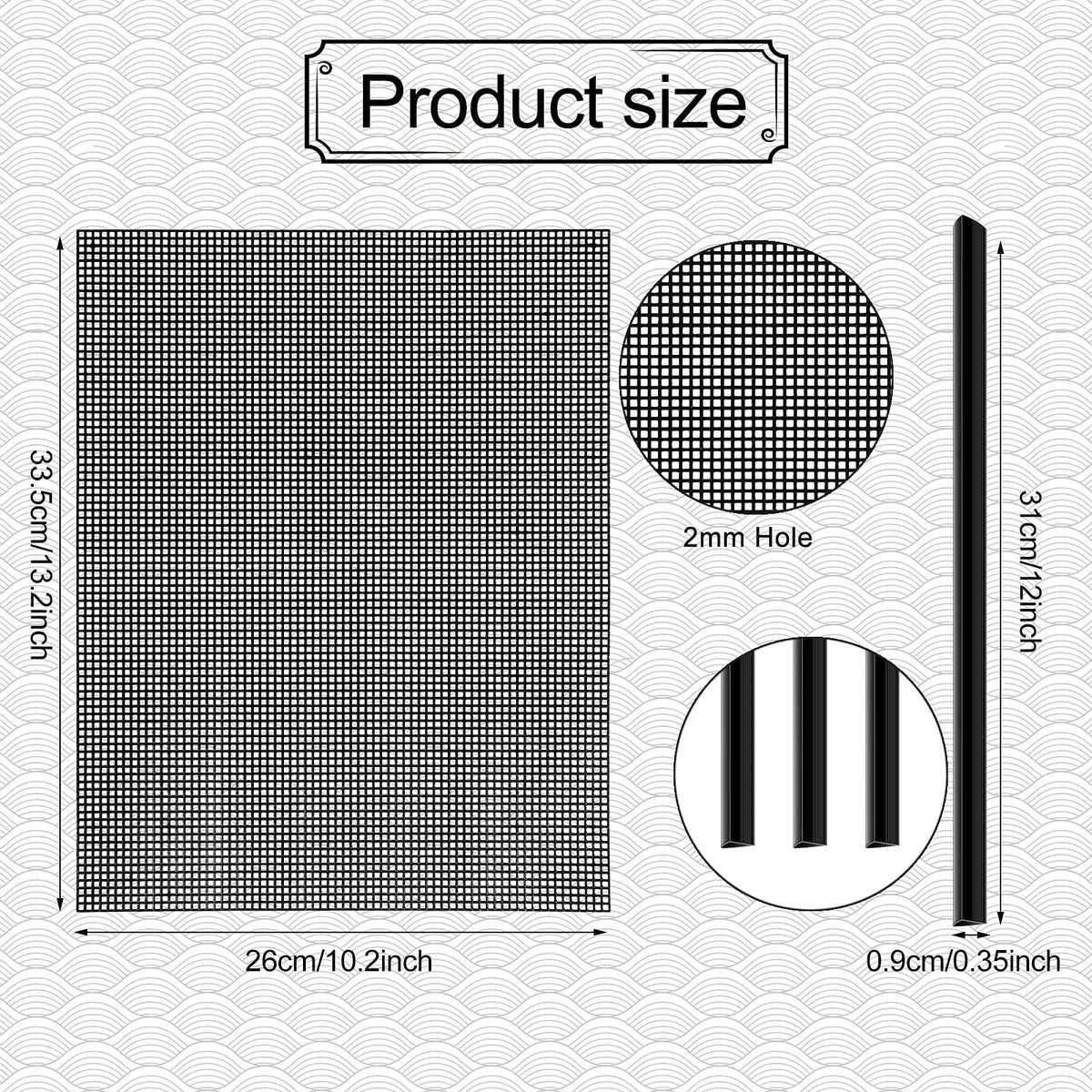 Black 4 Pcs Plastic Mesh Sheets G8237