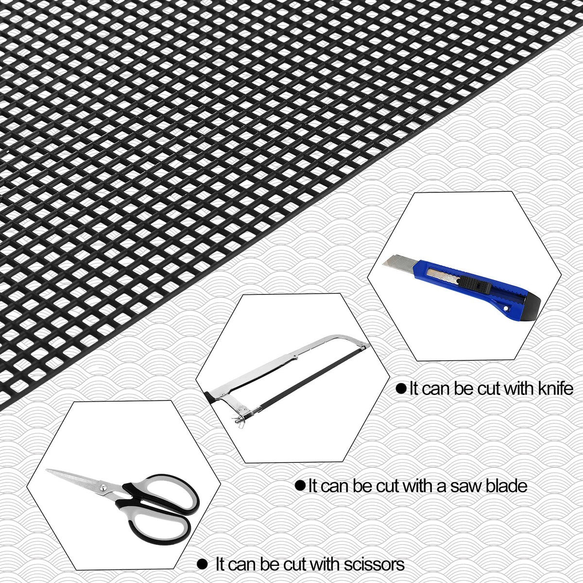 Black 4 Pcs Plastic Mesh Sheets G8237