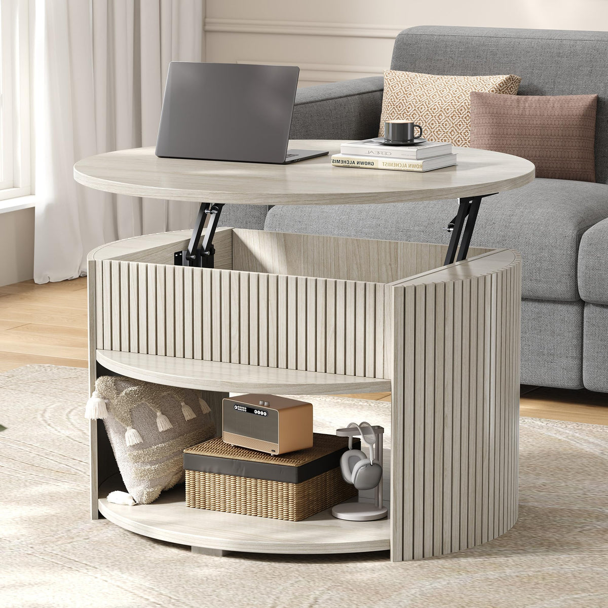 Round Lift Top Coffee Table with Storage Z25091