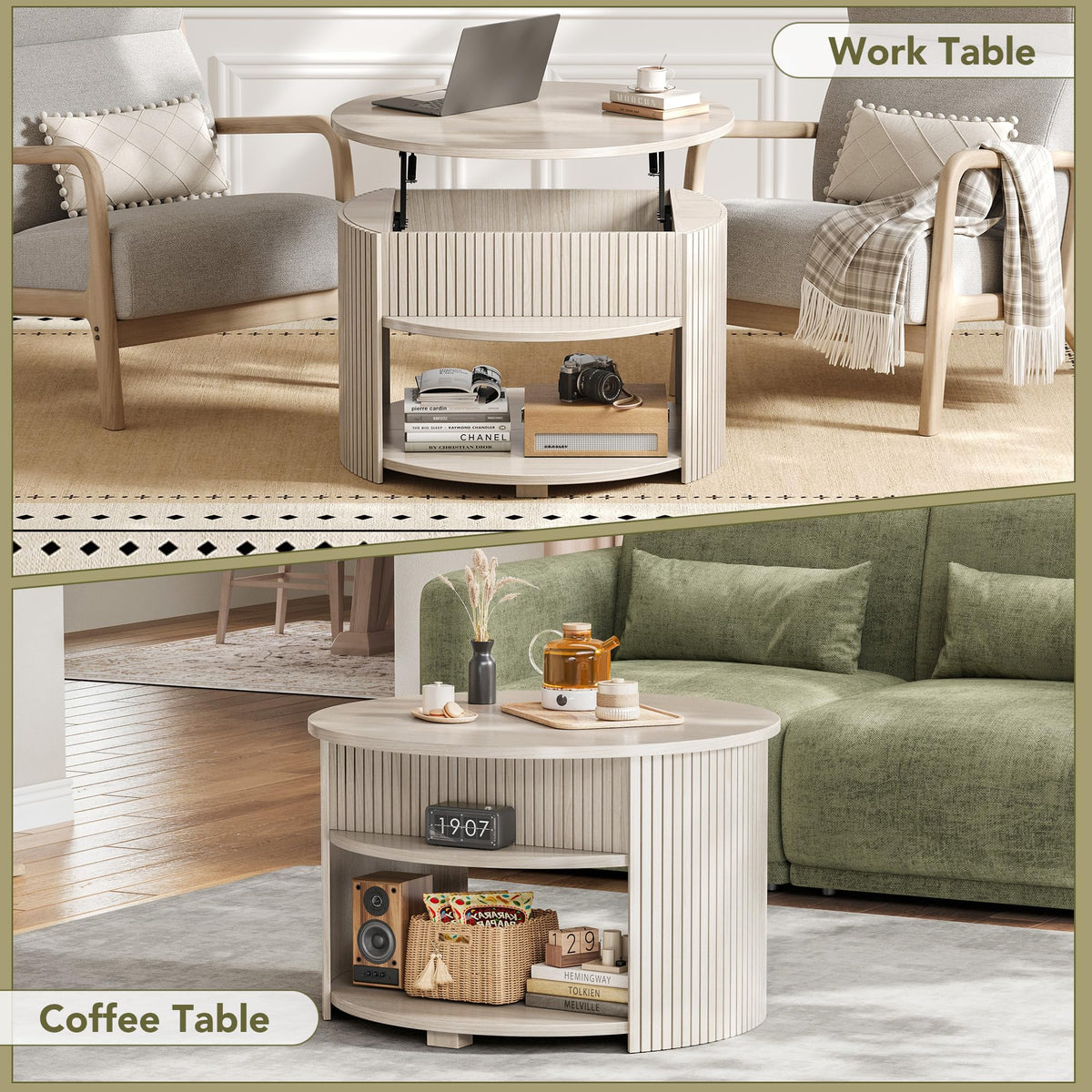 Round Lift Top Coffee Table with Storage Z25091