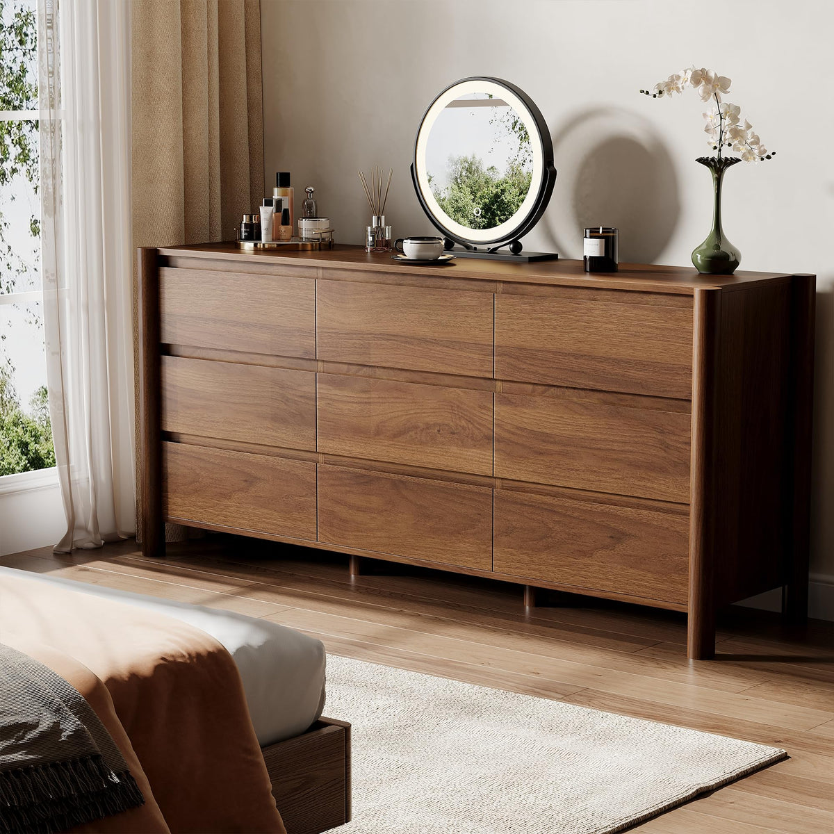 Walnut 9 Drawer Dresser K973